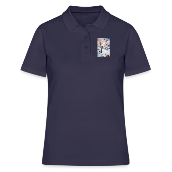 Paysage Hivernal Géométrique sur Polo Femme