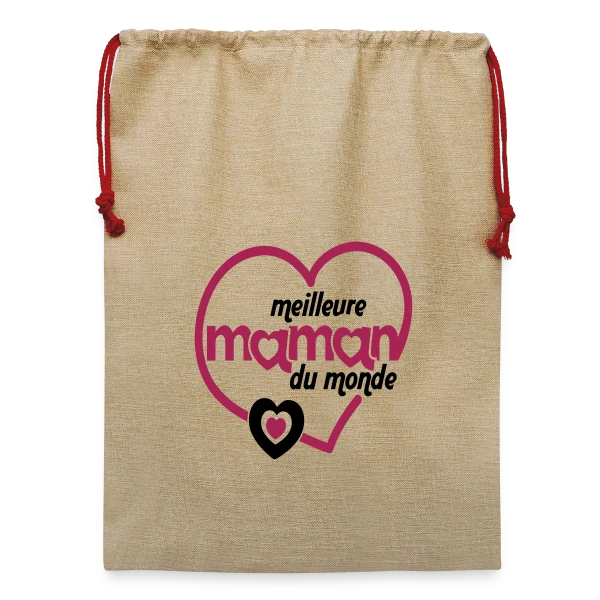 La Meilleure Maman du Monde sur Sac de Noël en jute 