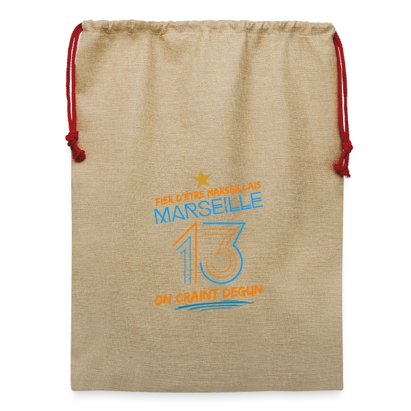 Fier Marseillais On Craint Degun sur Sac de Noël en jute 