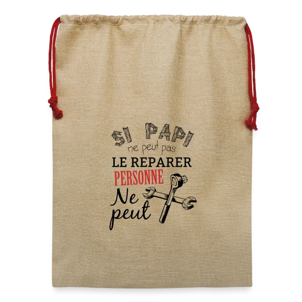 Papi Bricoleur - L'Expert des Réparations sur Sac de Noël en jute 