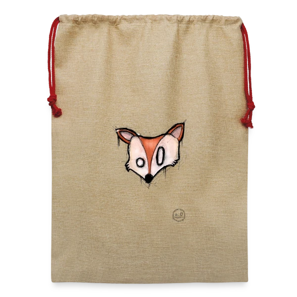 Renard Stylisé K-nimals sur Sac de Noël en jute 