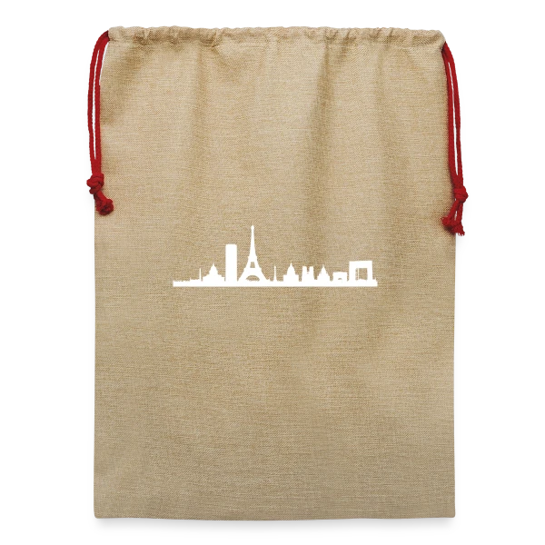 Silhouette Parisienne Élégante sur Sac de Noël en jute 