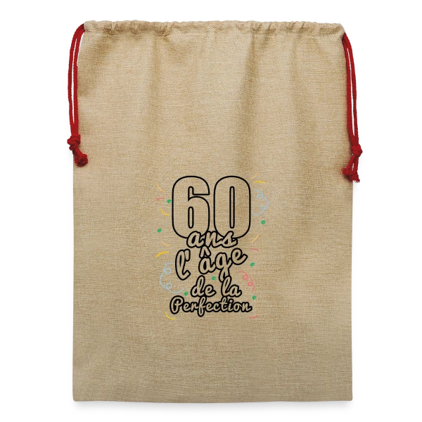 Maquette de Sac de Noël en jute  « Soixantaine Joyeuse » à personnaliser