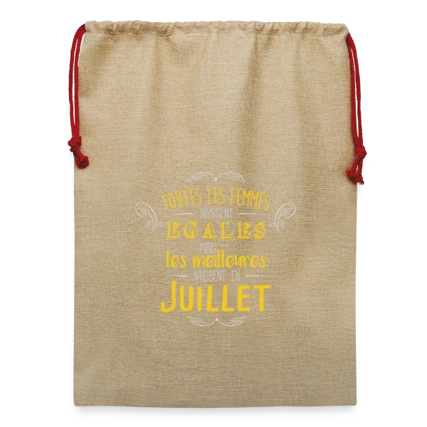 Reine de Juillet : Les Légendes Naissent en Été sur Sac de Noël en jute 