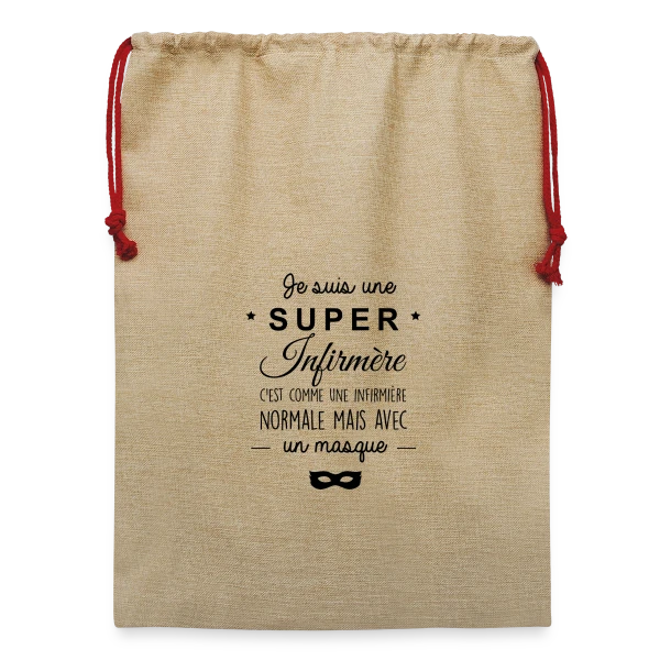 Super Infirmière : Ma Vocation, Ma Fierté sur Sac de Noël en jute 