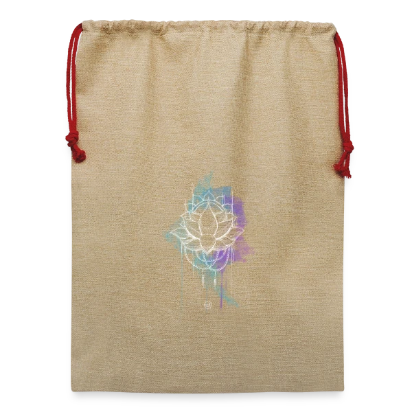 Mandala Solstice d'Été Lumineux sur Sac de Noël en jute 