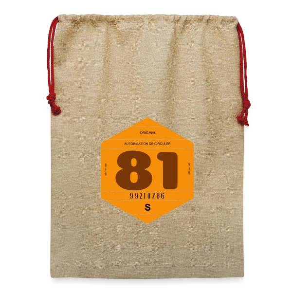 Vintage Vignette Automobile France 1981 sur Sac de Noël en jute 