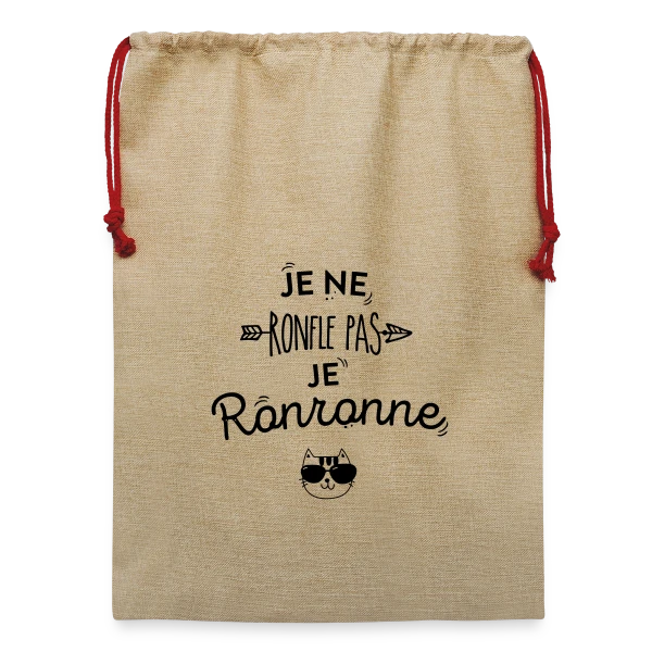 Je Ronronne sur Sac de Noël en jute 