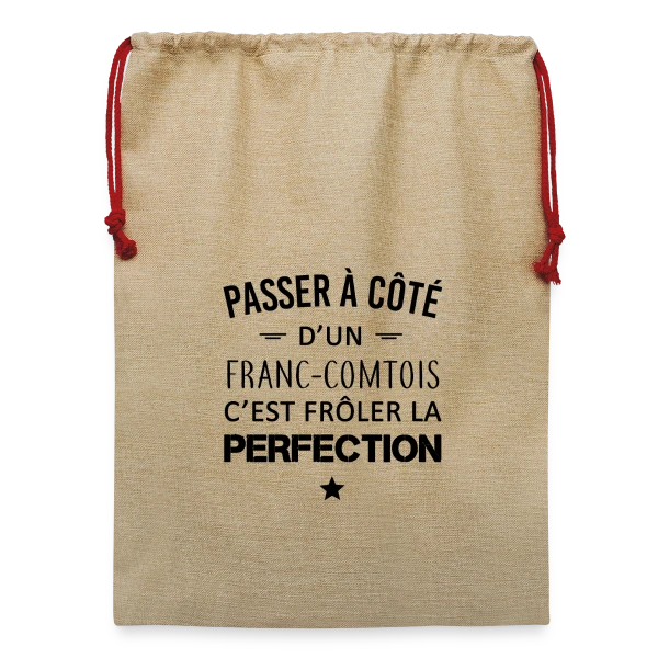 Franc-Comtois : Touchez la Perfection du Doigt sur Sac de Noël en jute 