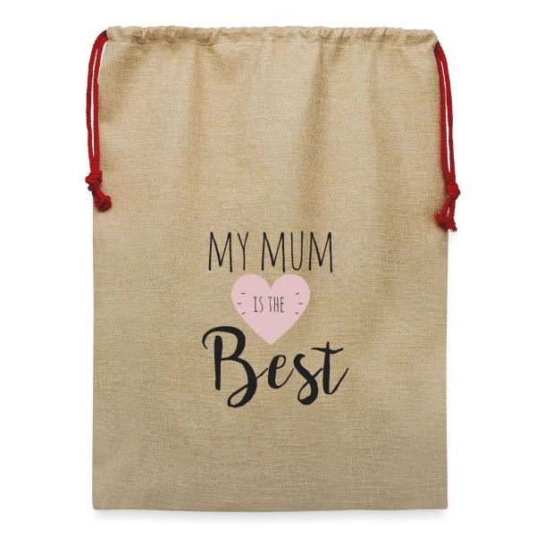 Ma Maman est la Meilleure : T-shirt Adorable sur Sac de Noël en jute 