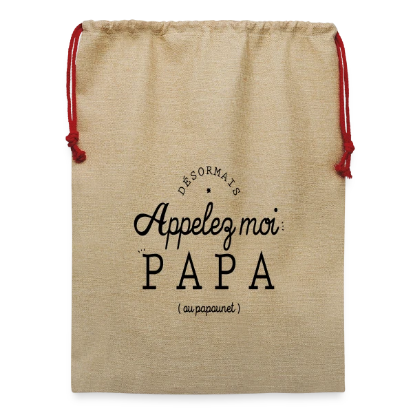 Maquette de Sac de Noël en jute  « 'Moi, c'est Papa Maintenant !' - Annonce Naissance » à personnaliser