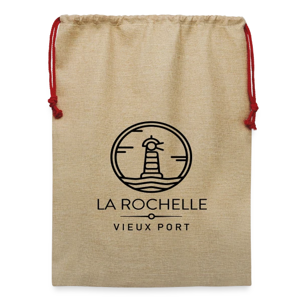 L'Élégance du Vieux Port de La Rochelle sur Sac de Noël en jute 