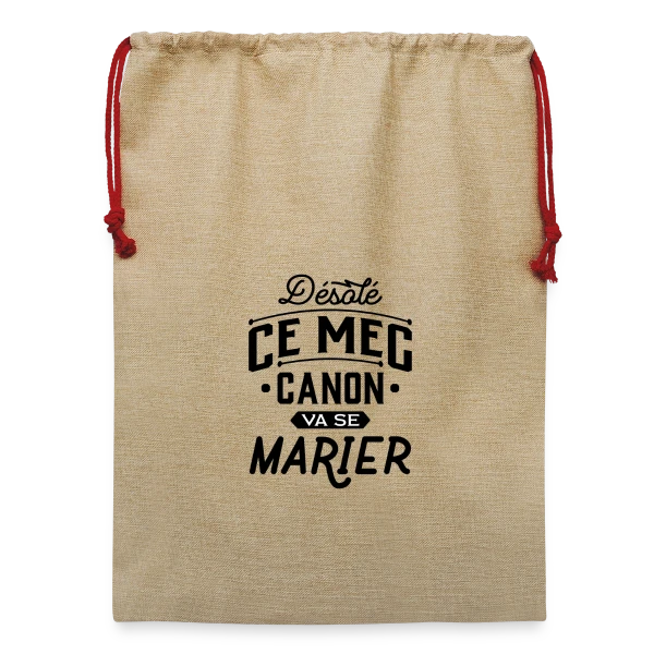 EVG Mec Canon : Le Futur Marié Brille ! sur Sac de Noël en jute 
