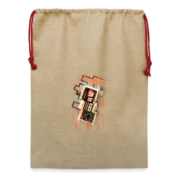 Manette Rétro Floue NES sur Sac de Noël en jute 