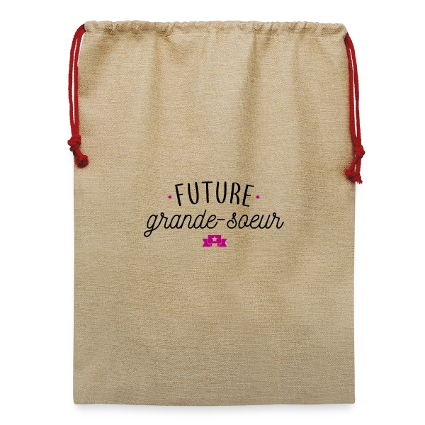 Maquette de Sac de Noël en jute  « Future Grande Sœur : Annonce Originale & Cadeau Mignon » à personnaliser