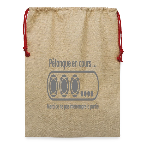 Pétanque en Cours : Ne Dérangez Pas ! sur Sac de Noël en jute 