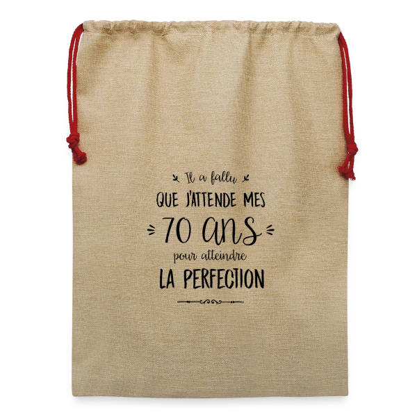 70 Ans : L'Âge d'Or de la Perfection sur Sac de Noël en jute 