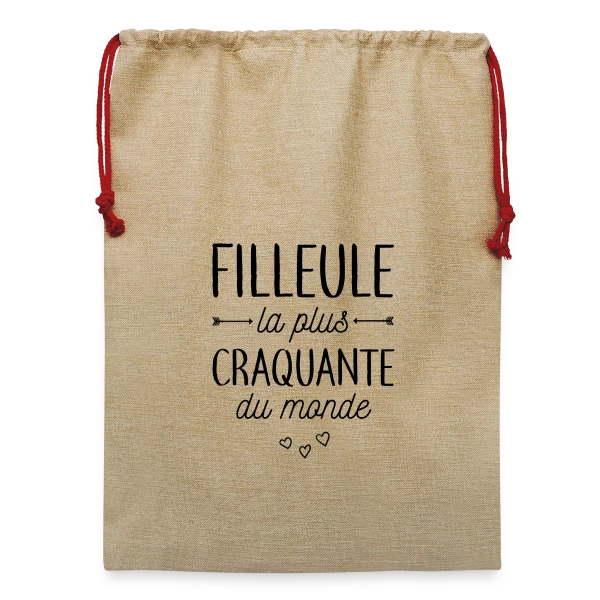 Ma Filleule la Plus Craquante sur Sac de Noël en jute 