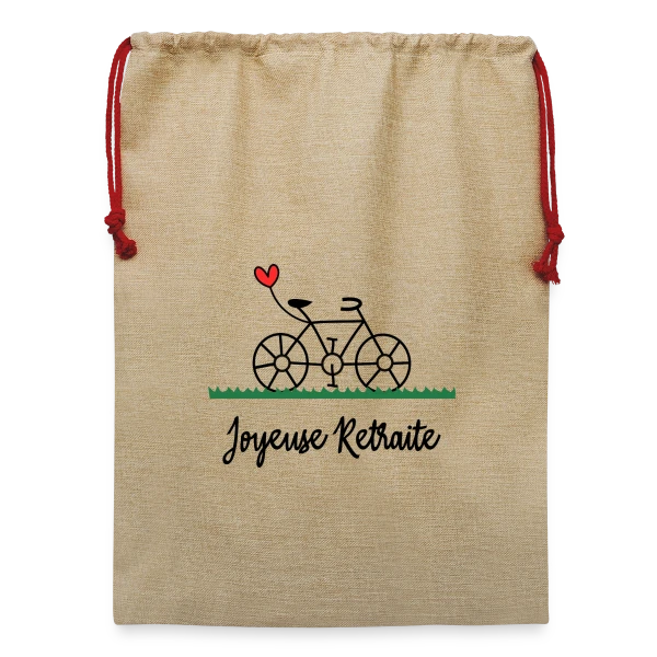 Vive la Retraite : Vélo, Van et Voyages sur Sac de Noël en jute 