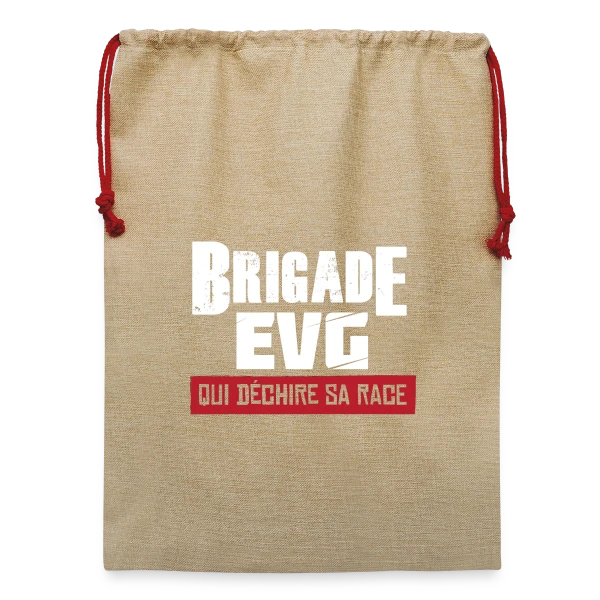 Brigade EVG Qui Déchire sur Sac de Noël en jute 