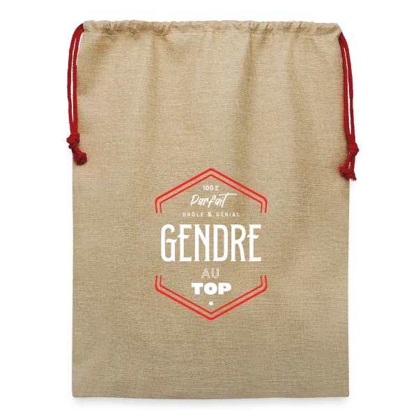 Maquette de Sac de Noël en jute  « Gendre Parfait et au Top » à personnaliser