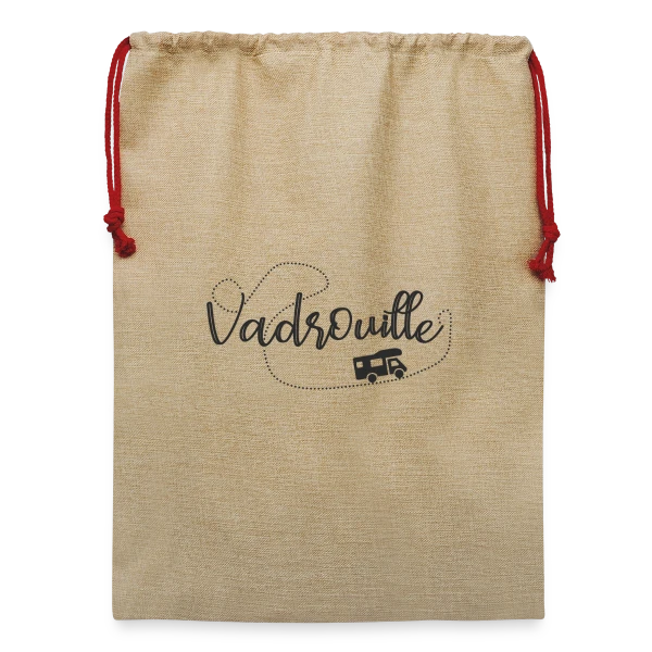 Humour Camping-Car en Vadrouille: Le Pilote Retraité sur Sac de Noël en jute 