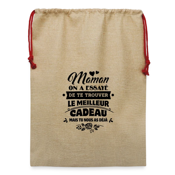 Fête des Mères: Maman, Tu es Notre Plus Beau Cadeau sur Sac de Noël en jute 
