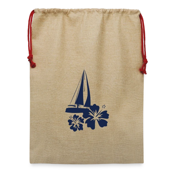 Voilier sur l'Océan Pacifique sur Sac de Noël en jute 