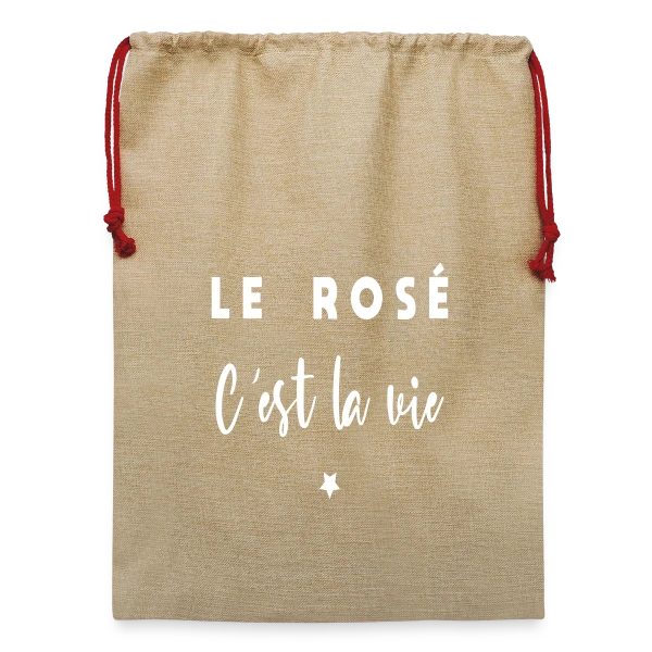 Maquette de Sac de Noël en jute  « Le Rosé C'est la Vie » à personnaliser