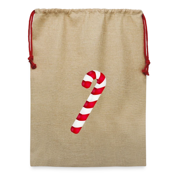 Maquette de Sac de Noël en jute  « Sucre d'Orge : Douceur de la Saison de Noël » à personnaliser