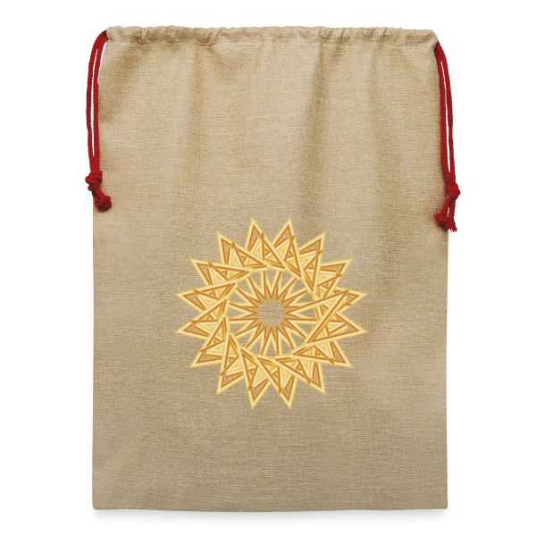 Maquette de Sac de Noël en jute  « Étoile Dorée Exceptionnelle pour Noël » à personnaliser