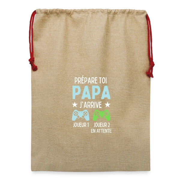 Futur Papa Gamer - Annonce Grossesse Humour sur Sac de Noël en jute 