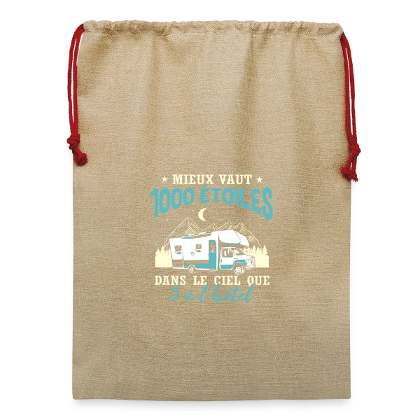 Camping-Car Fun: L'Humour du Campeur Passionné sur Sac de Noël en jute 
