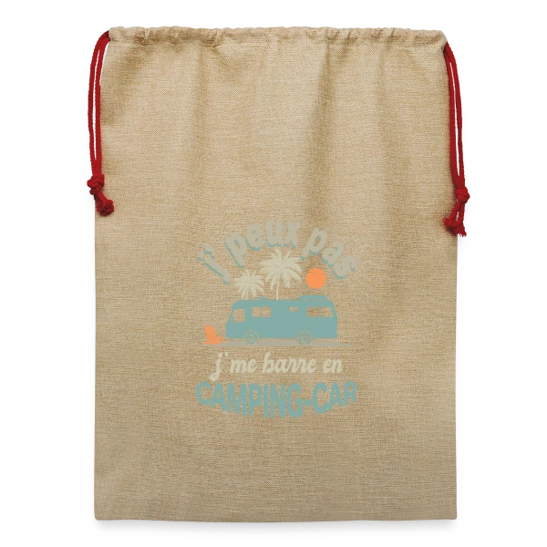 Maquette de Sac de Noël en jute  « Je Me Barre en Camping-Car à Agadir! Humour Retraite » à personnaliser