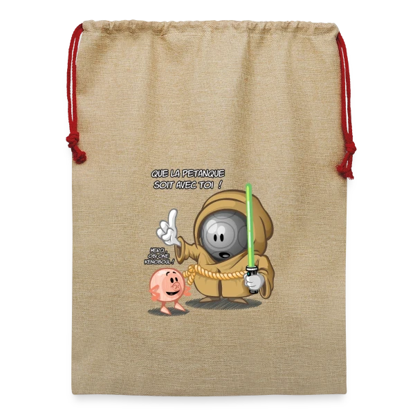 Que la pétanque soit avec toi ! sur Sac de Noël en jute 
