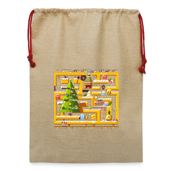 Noël Gamer : Joyeux Arcade Christmas sur Sac de Noël en jute 