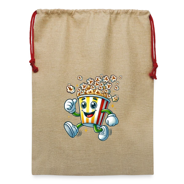 Popcorn Comique : La Star de Vos Soirées Ciné sur Sac de Noël en jute 