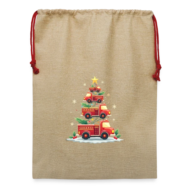 Camion de Pompiers Amusant - Noël sur Sac de Noël en jute 