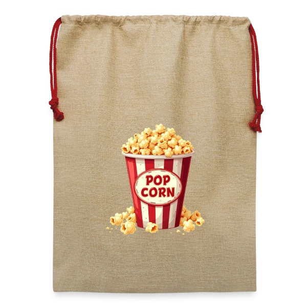 Maquette de Sac de Noël en jute  « Popcorn Amusant - Idéal Carnaval Enfant » à personnaliser