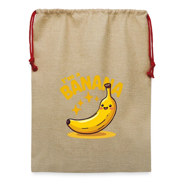 Maquette de Sac de Noël en jute  « Humour Banane - Costume Carnaval & Fête » à personnaliser