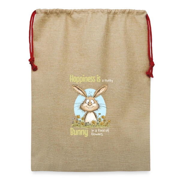 Lapin Printanier et Pâques sur Sac de Noël en jute 