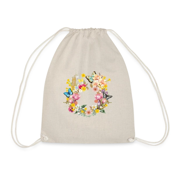 Éclosion Printanière : Fleurs et Papillons Colorés sur Sac de sport léger