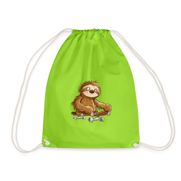 Paresseux Skateboarder Cartoon - Relax et Style sur Sac de sport léger