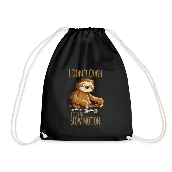 Paresseux Skateboarder - 'I Don't Crash' - T-shirt Relax sur Sac de sport léger