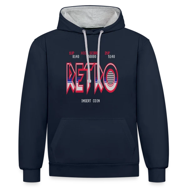 Design Rétro Abstraction Géométrique Vintage sur Sweat à capuche contrasté