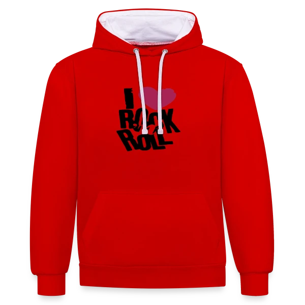 J'aime le Rock'n'Roll sur Sweat à capuche contrasté