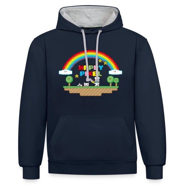 Happy Pixel : Humour Décalé Rétro Pixel Art sur Sweat à capuche contrasté