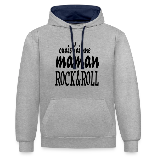 Maman Rock'n'Roll sur Sweat à capuche contrasté