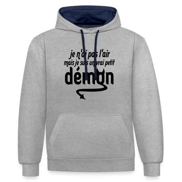 Petit Démon sur Sweat à capuche contrasté