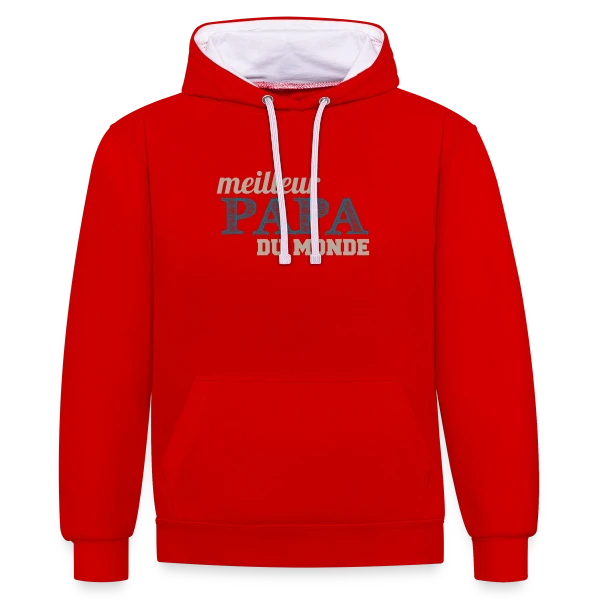 Le Meilleur Papa du Monde - Cadeau Fête des Pères Original sur Sweat à capuche contrasté